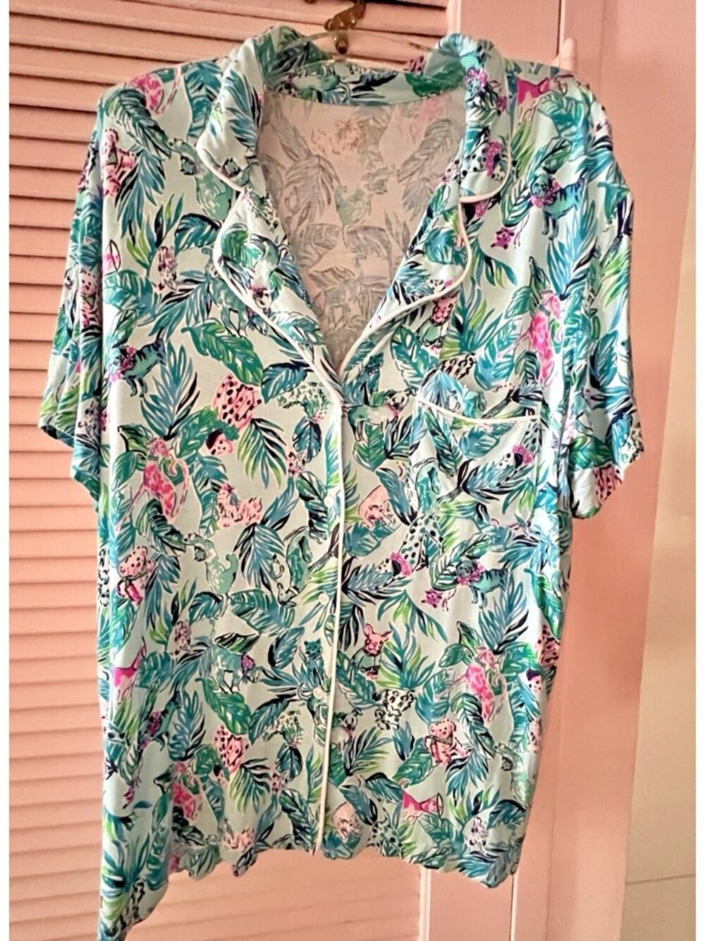Lilly Pulitzer Women's XXL Pajama Top Knit Button-Front Short Sleeve 2X PLUS